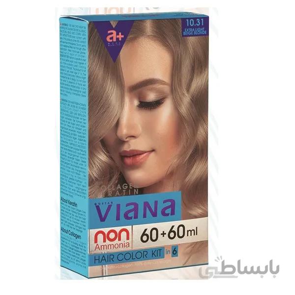 کیت رنگ مو ویانا (Viana) شماره 10.31 (بلوند بژ خیلی خیلی روشن) حجم 120 میل