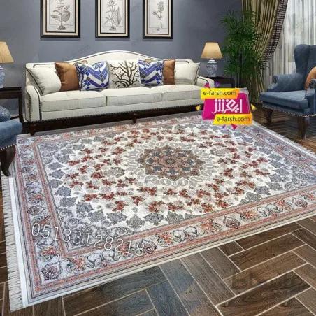 فرش ماشینی مشهد طرح 802077 کرم