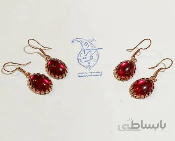 گوشواره مسی نگین دار