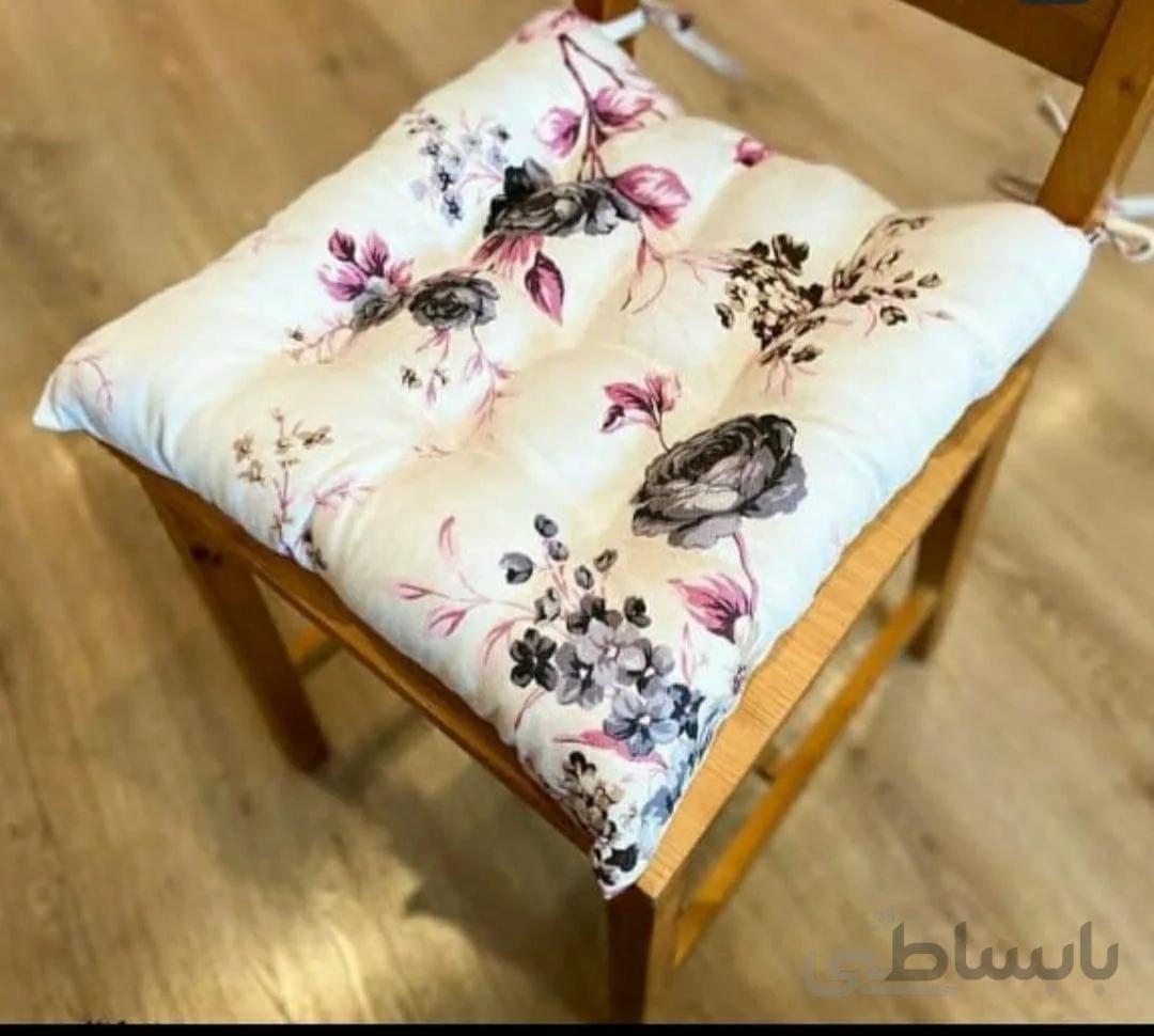 تشک صندلی گلدار گل طوسی