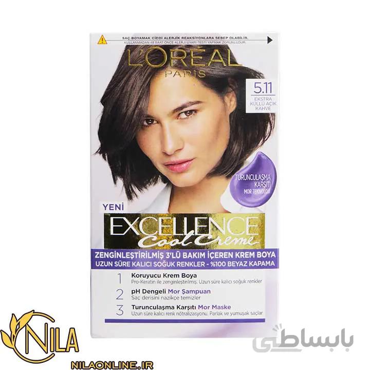 رنگ مو قهوه ای دودی روشن 5.11 اکسلنس کول کرم لورآل Excellence L'Oreal