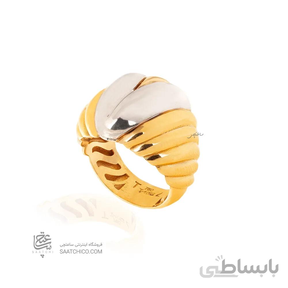 انگشتر طلا طرح موج دو رنگ کد CR569