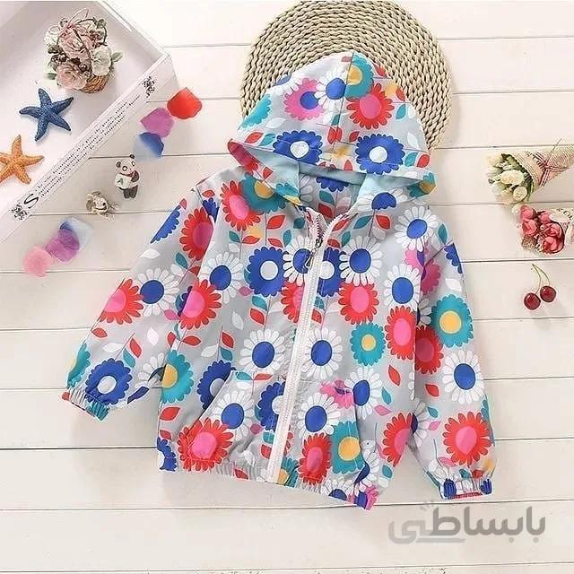 بارونی دخترانه طرح گل 209033 سایز90