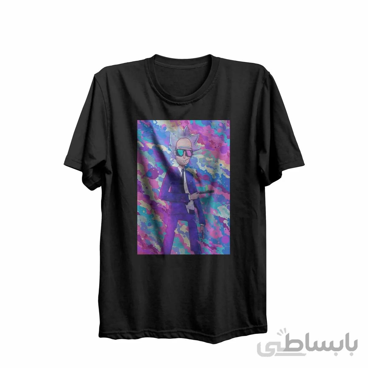 تیشرت یقه گرد مشکی طرح انیمیشن ریک و مورتی Rick and Morty