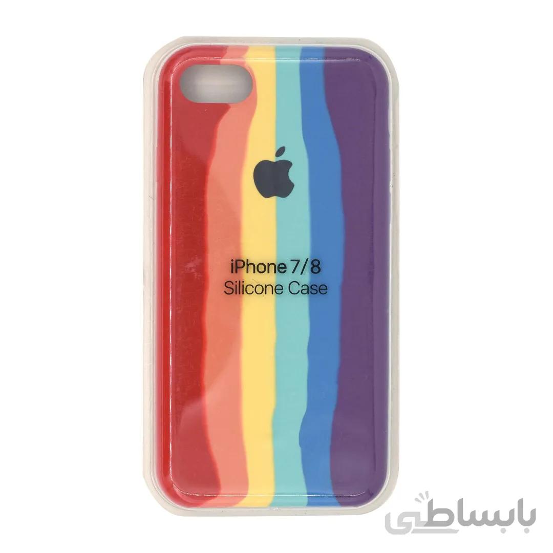 قاب گوشی اپل iPhone 7/8/SE 2020 سیلیکونی رنگین کمانی زیر باز مدل Rainbow-02