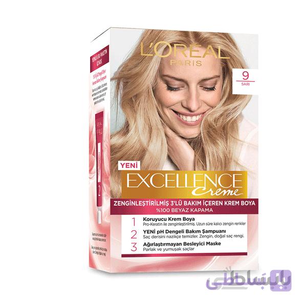 کیت رنگ مو اکسلانس لورال پاریس-9 ا L'Oreal Paris Excellence Creme Hair Color Kit-9 کد 330335
