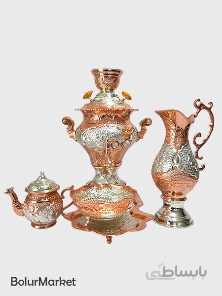 سماور گازی جدید آبکاری نقره و مس