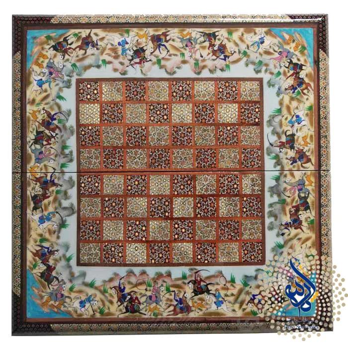 صفحه شطرنج و تخته نرد خاتم کاری طول 50 سانتی متر کد TNK-30