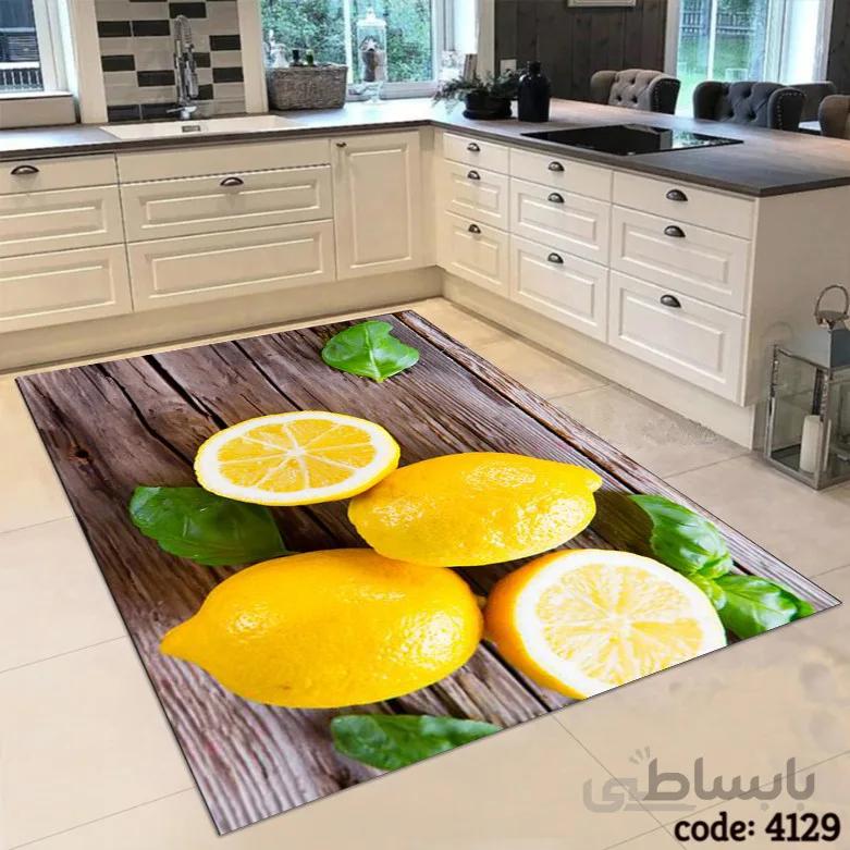 فرشینه اشپزخانه طرح لیمو زمینه چوبی 4129