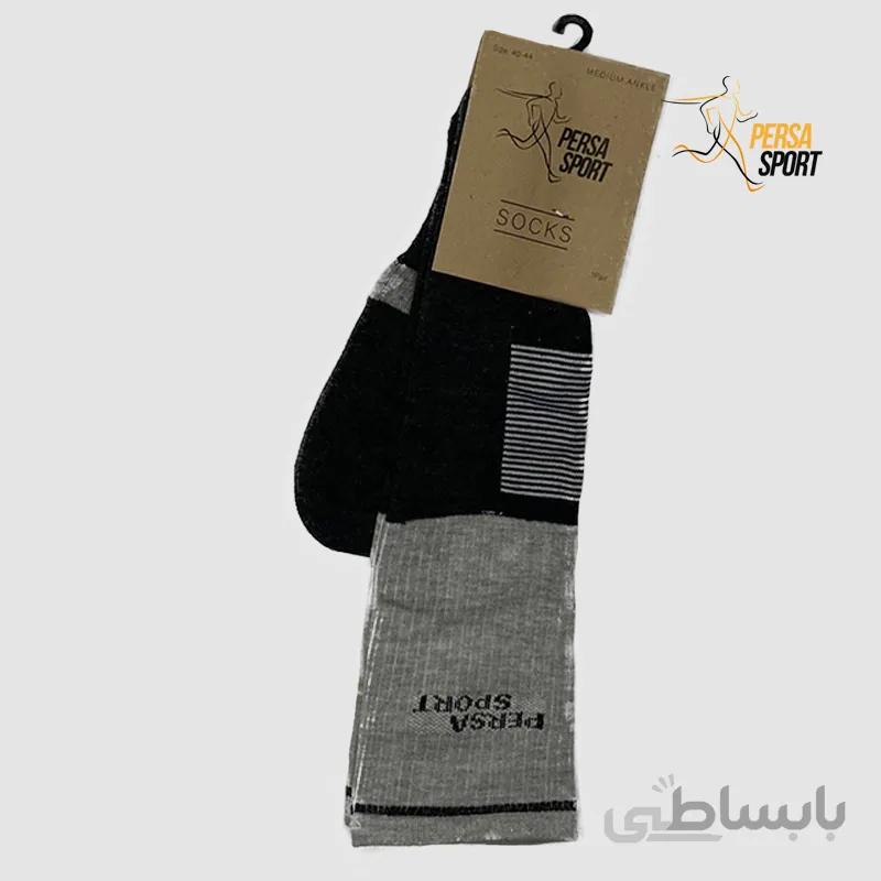 جوراب کوه مردانه کف حوله زغالی طوسی کد Pso001-004