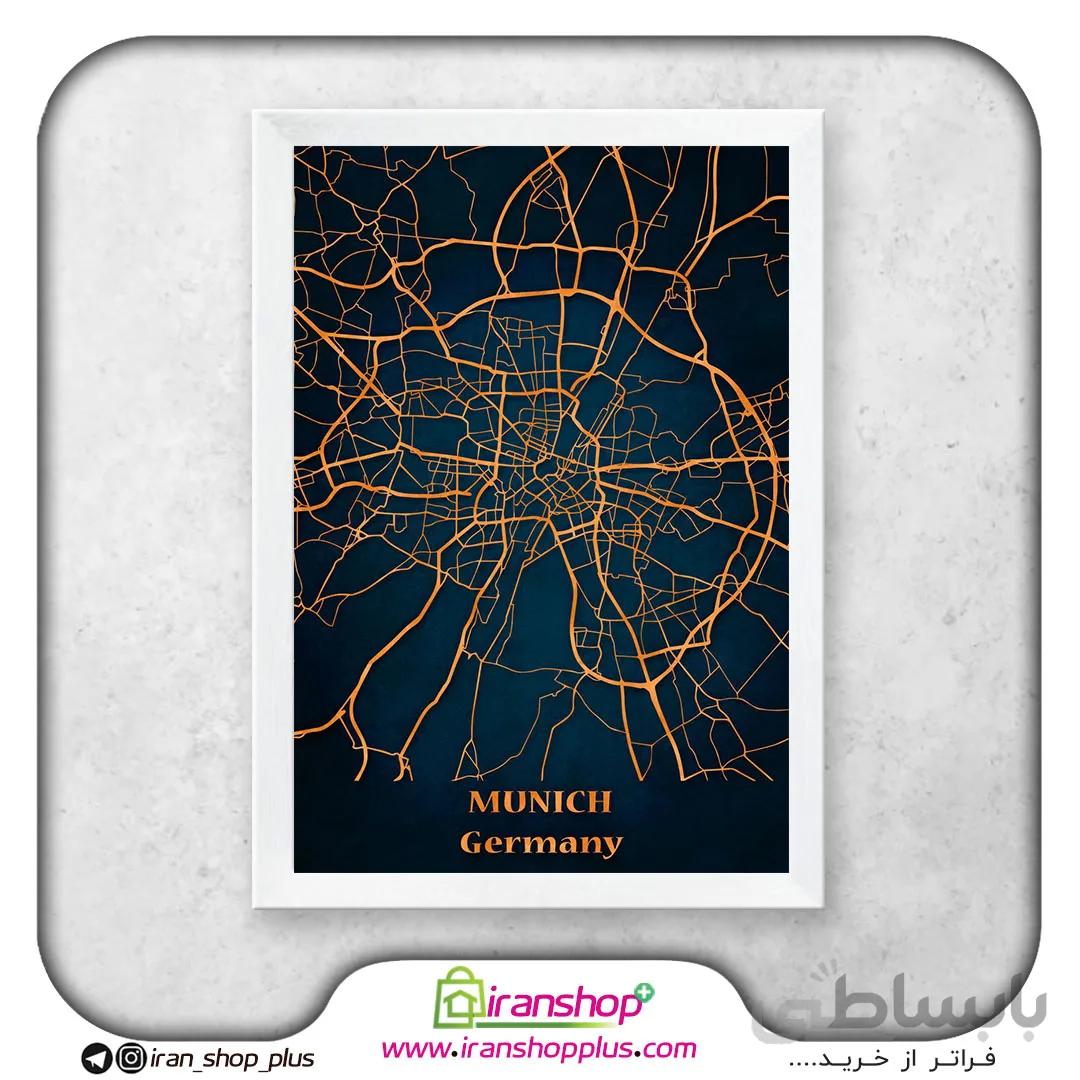 تابلو نقشه شهر مونیخ با تم Blue Orange