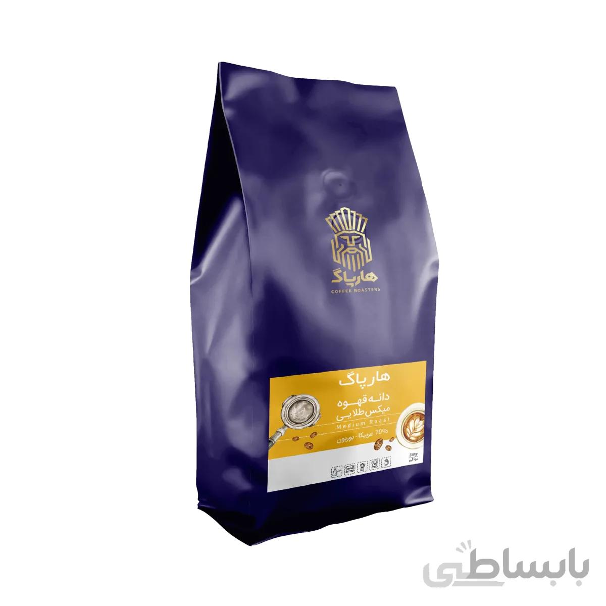 دانه قهوه هارپاگ بربون طلایی 250 گرم ا Golden bean harpag coffee beans