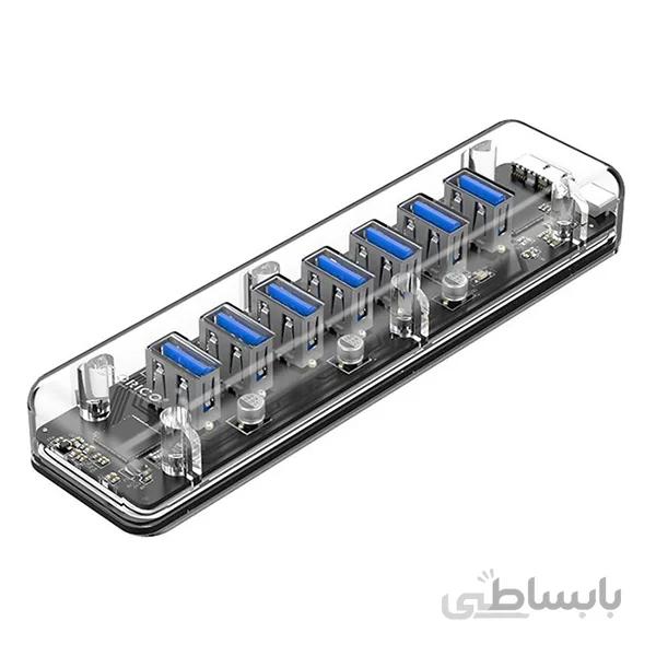 هاب یو اس بی 7 پورت اوریکو Orico 7 Port USB3.0 Transparent HUB F7U-U3