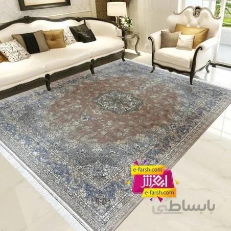 فرش ماشینی زمرد مشهد طرح 50001 بژ گل برجسته