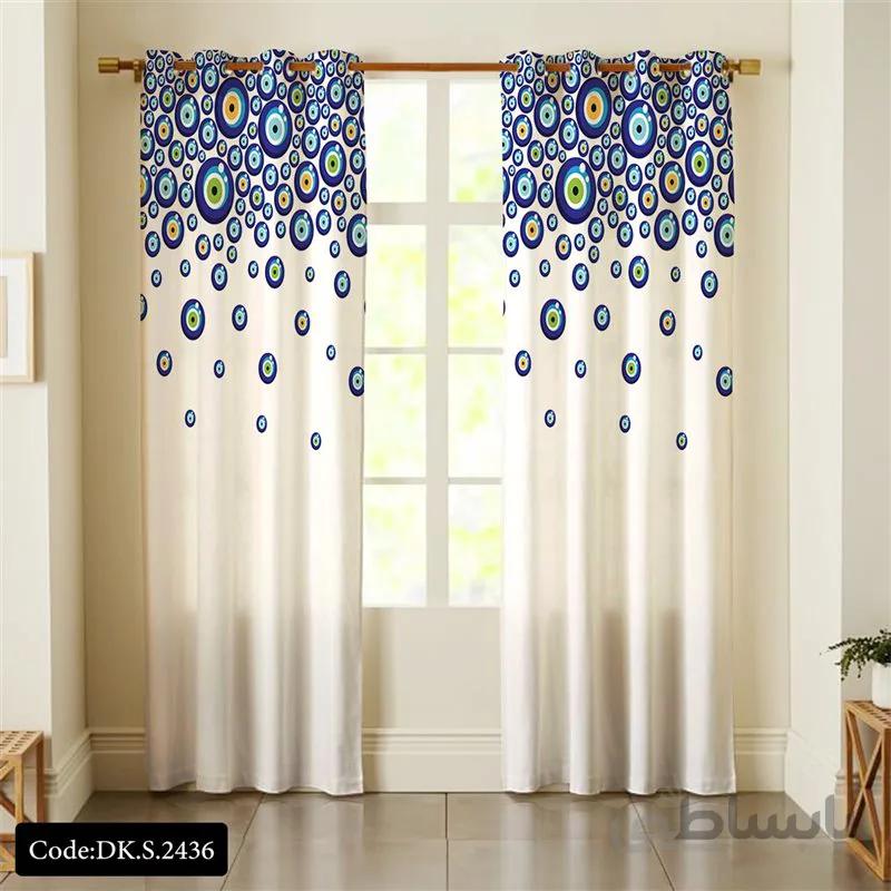پرده پانچی (هازان و مخمل)کد DK.S.2436 طرح ایرانی و سنتی اسلیمی سنگ چشم
