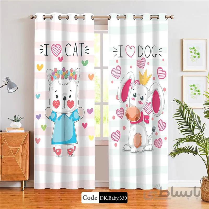 پرده پانچی (هازان و مخمل)کد DK.Baby.330 طرح نوزاد بچه سگ و بچه گربه