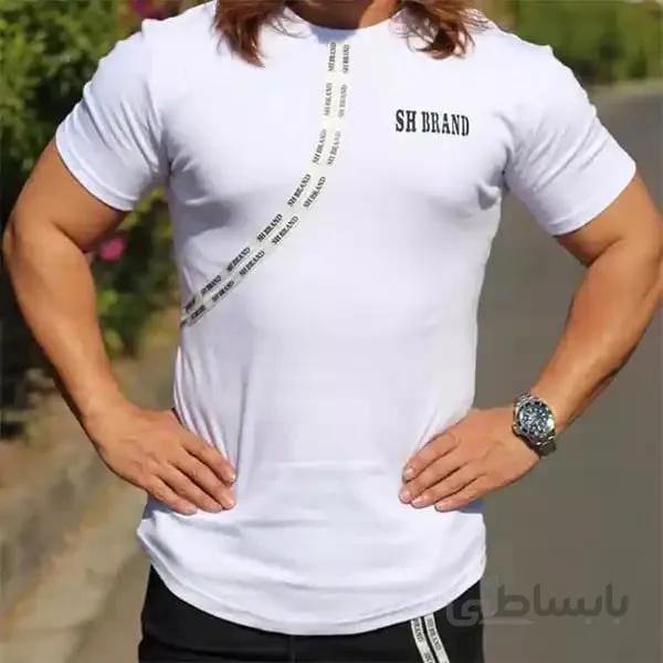 تیشرت مردانه کد254 طرح اس اچ جنس نخ پنبه رنگ سفید ا Men's T-shirt, code 254, SH design, white cotton yarn
