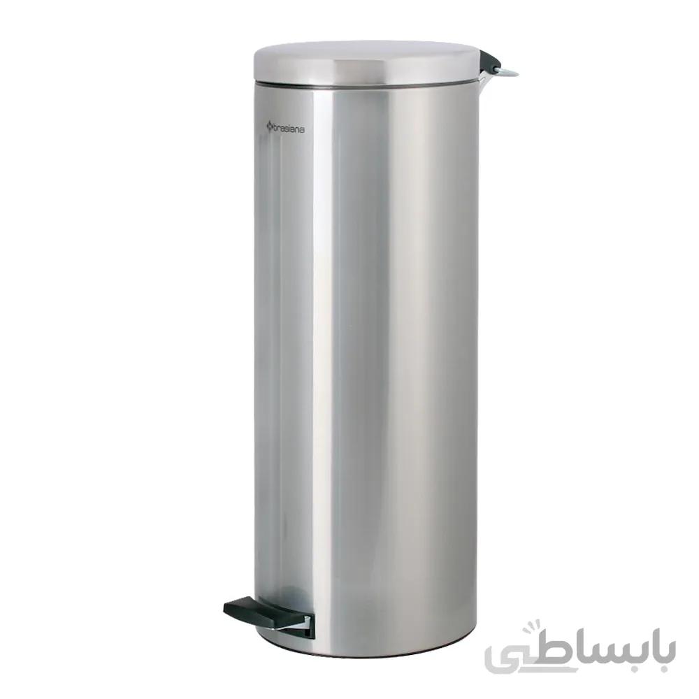 سطل پدالدار 20 لیتری Brasiana درب استیل ا سطل پدالدار استیل مناسب جهت استفاده در ادارات و آشپزخانه با ابعاد 29*67 سانتی متر ؛ دارای سطل داخلی دسته دار