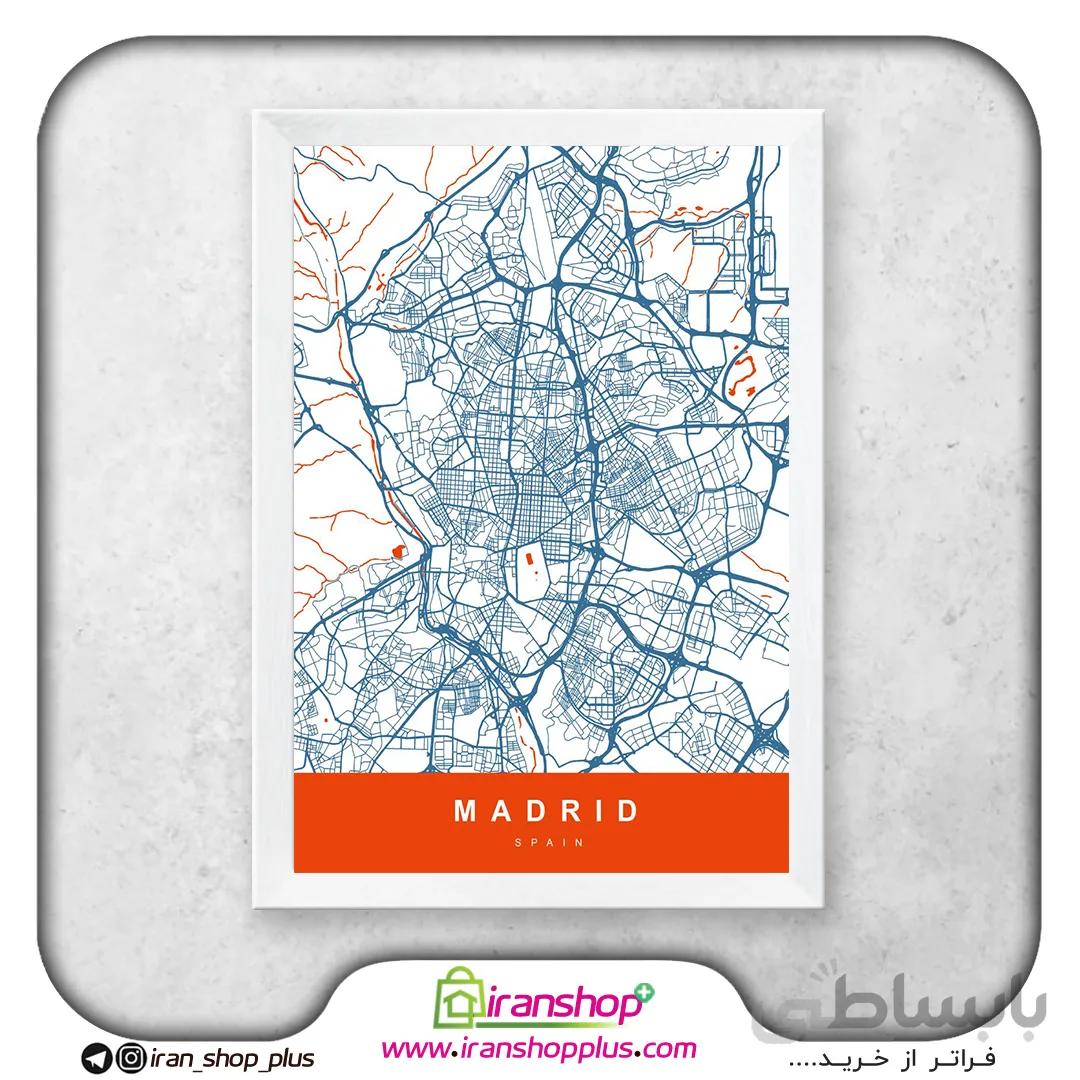 تابلو نقشه شهر مادرید با تم White-Orange