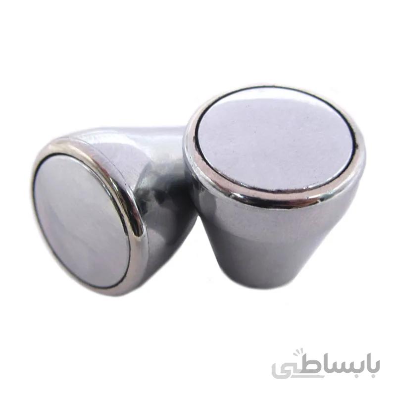 دستگیره کابینت تک پیچ پلاستیکی بهسازان مدل B41 نقره ای براق بسته 2 عددی