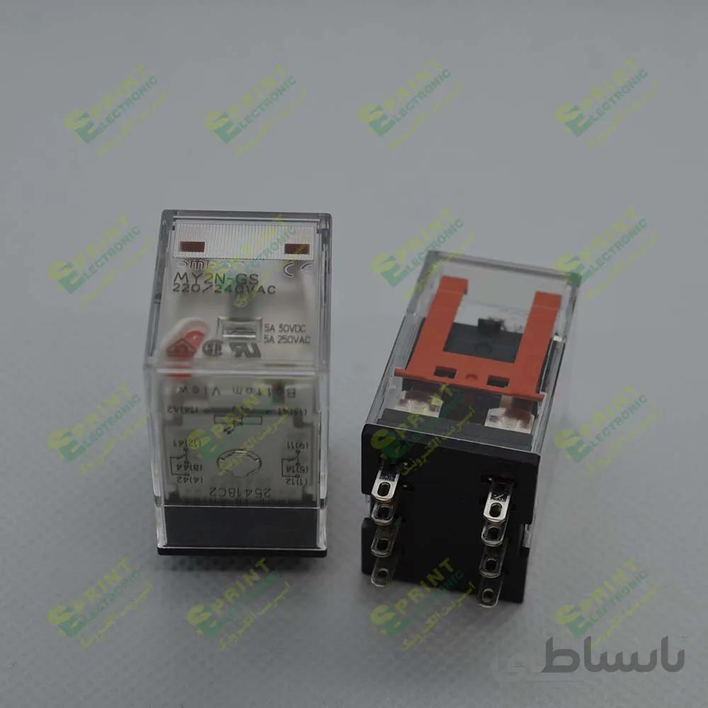 رله 220 ولت AC پایه راستا 8 پایه 5 آمپر Omron MY2N-GS-220VAC