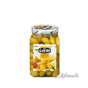 زیتون سبز شیشه ای مدل روغنی 900 گرمی LORAS