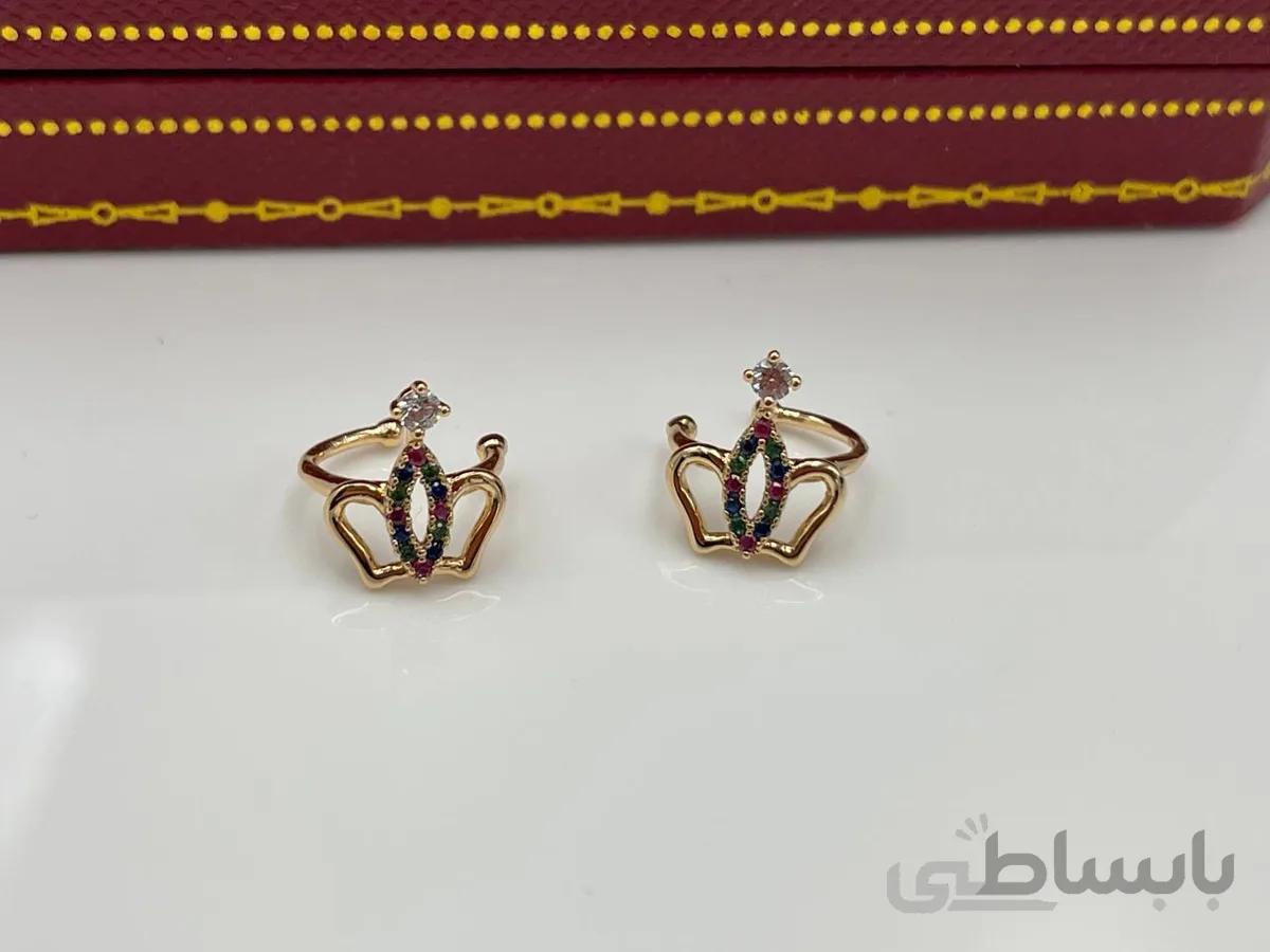 گوشواره فیک طرح تاج بدون سوراخ