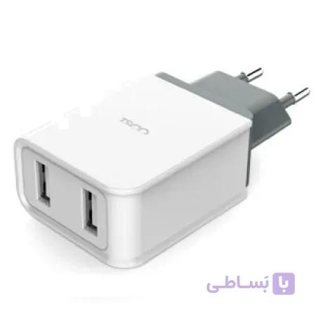 شارژر دیواری دو پورت تسکو مدل TTC 55 همراه با کابل MicroUSB طول 1 متر