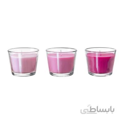 شمع سه تایی صورتی عطری ایکیا BRACKA