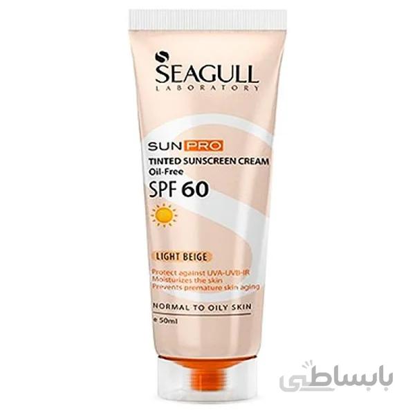 کرم ضد آفتاب رنگی سی گل SPF60 بژ روشن پوست معمولی و چرب 50 میلی لیتر