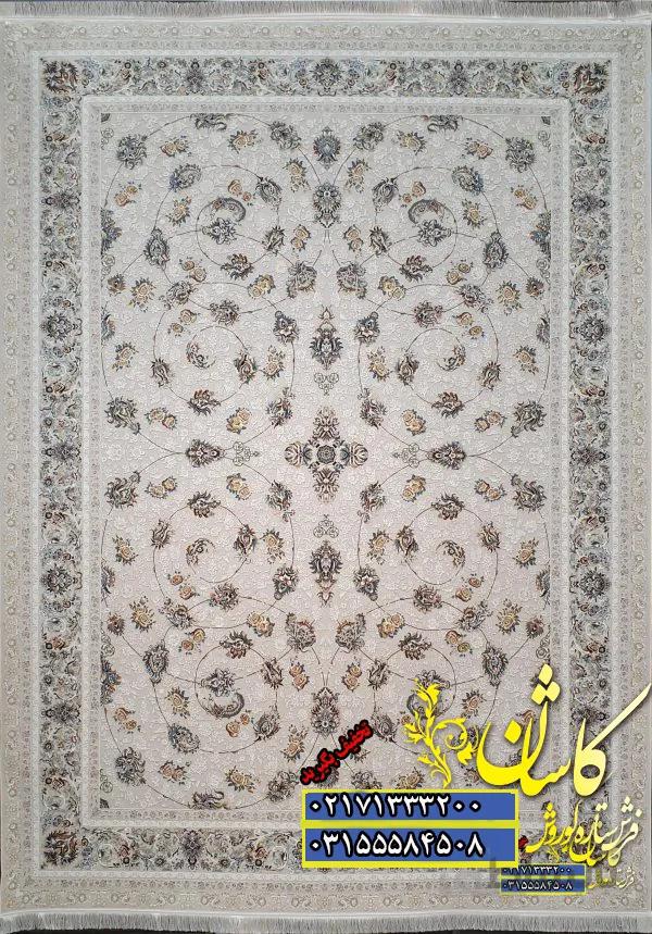فرش کاشان طرح اشان گل رز صدفی 1200 شانه برجسته