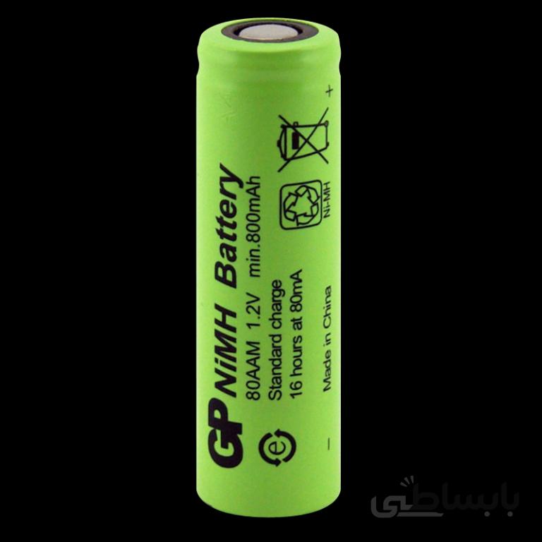 باتری نیم قلم شارژی نیکل متال جی پی AAA 800 mAh GP سر تخت