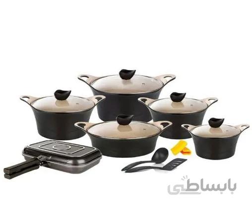 سرویس قابلمه 15 پارچه گرانیتی کاندید مدل کاپری مشکی