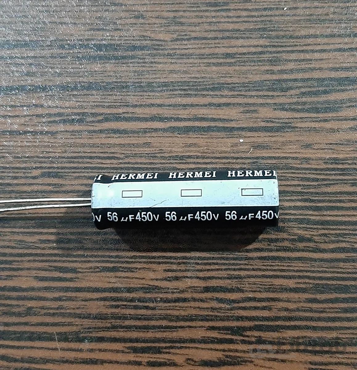 HERMEI 450V 56uF – خازن الکترولیت، ۴۵۰ ولت، ۵۶ میکروفاراد