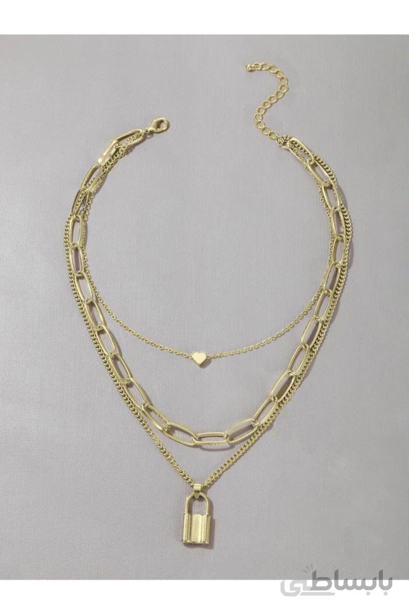 X-Lady Accessories گردنبند قفل رنگ طلایی گردنبند چوکر گردنبند لایه ای زنانه