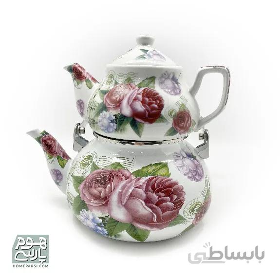 ست کتری و قوری گلدار شش رنگ کد 9011-1