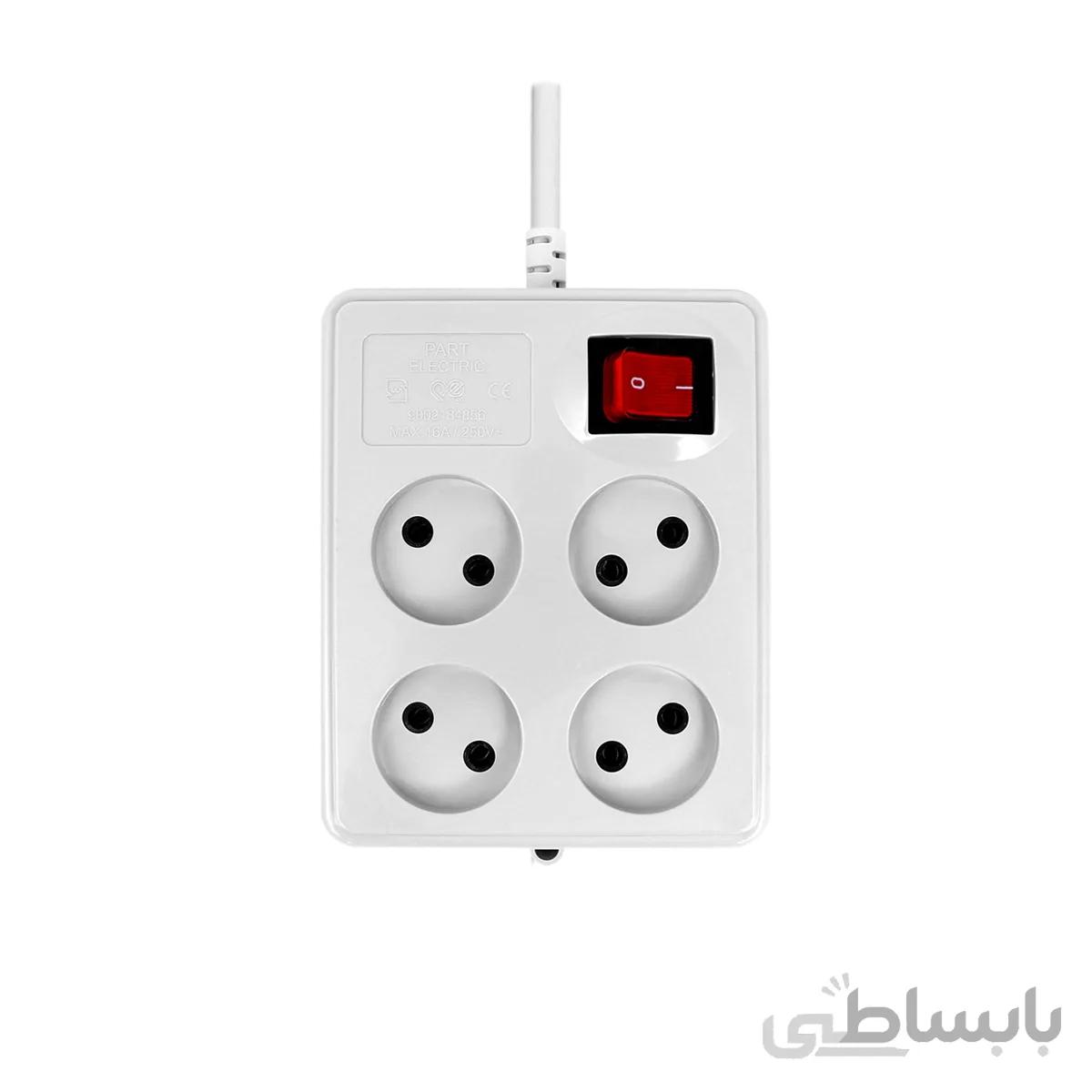 چند راهی برق کلید دار بدون ارت 4 خانه 1.8 متری پارت الکتریک مدل Part