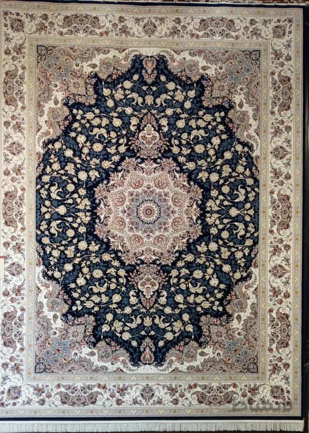 فرش قالی سلیمان طرح پونه سرمه ای