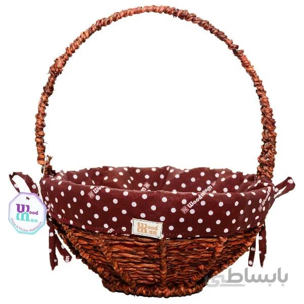 سبد میوه تک دسته حصیری وود من woodman ا حصیری