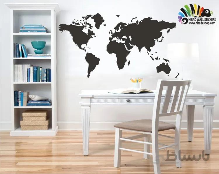استیکر دیواری آژانس هواپیمایی نقشه جهان World Map Wallsticker کد h092