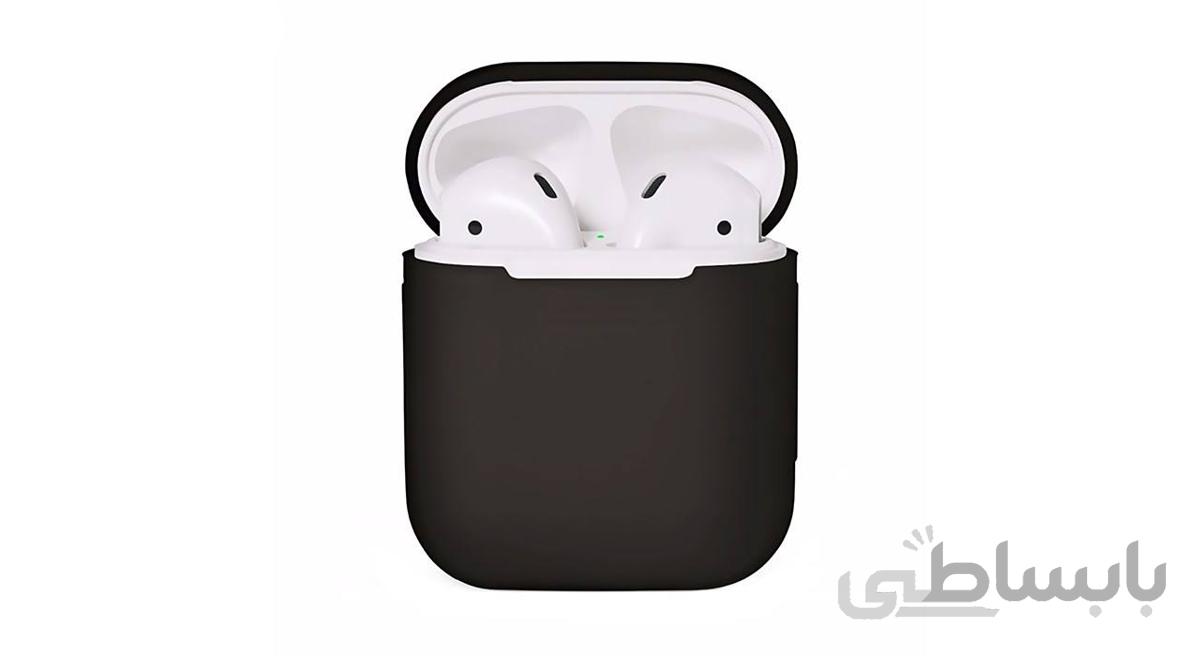کاور محافظ سیلیکونی به همراه یک بند نگهدارنده مناسب برای کیس Apple AirPods
