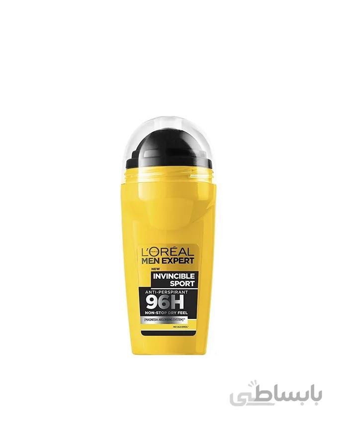 رول ضد تعریق لورآل سری مردانه من اکسپرت مدل اینوینسیبل اسپرت حجم 50 میلی لیتر ا Loreal Paris Men Expert Invincible Sport Roll On Deodorant 50ml کد 365133