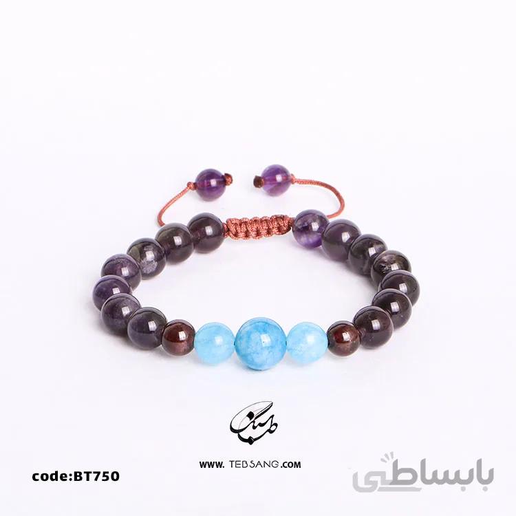 دستبند سنگ آمیتیست، گارنت، آکوآمارین کد BT-750