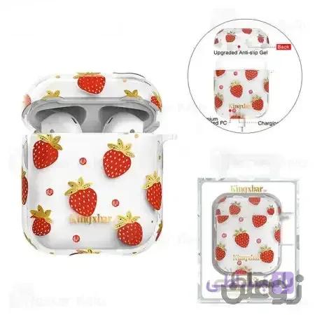 کاور ایرپاد Apple Airpods 1 / 2 Kingxbar Swarovski Fresh Series Strawberry