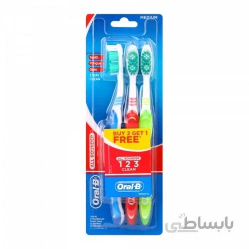مسواک اورال بی All Rounder 123 clean بسته 3 عددی