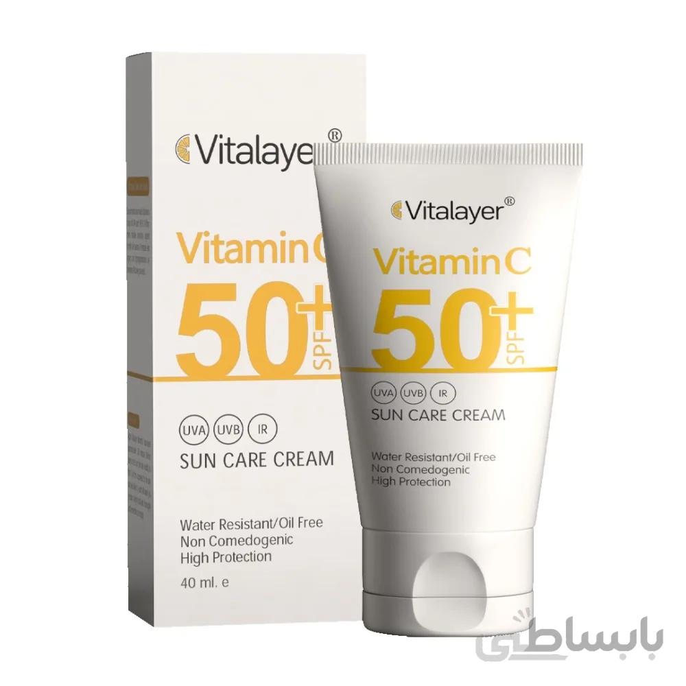 كرم ضد آفتاب بی رنگ اس پی اف 50 حاوی ویتامین ث 40 میلی لیتر ویتالیر ا Vitalayer SPF50+ Vitamin C Sun Care Cream