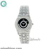 ساعت ویولت Violet زنانه گرد نگین دار فلزی استیل صفحه مشکی کد 0380L