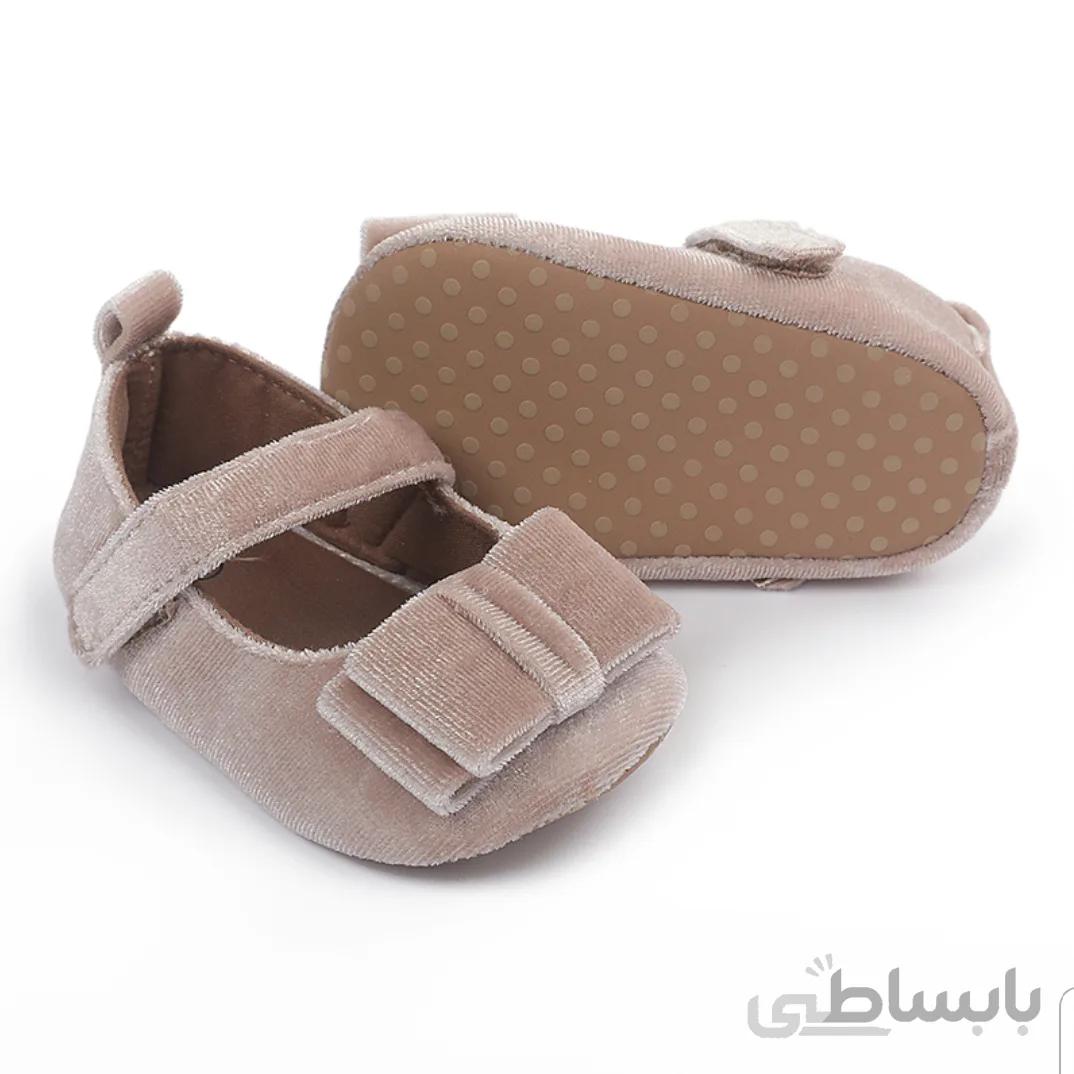 پاپوش مخمل پاپیون کرم