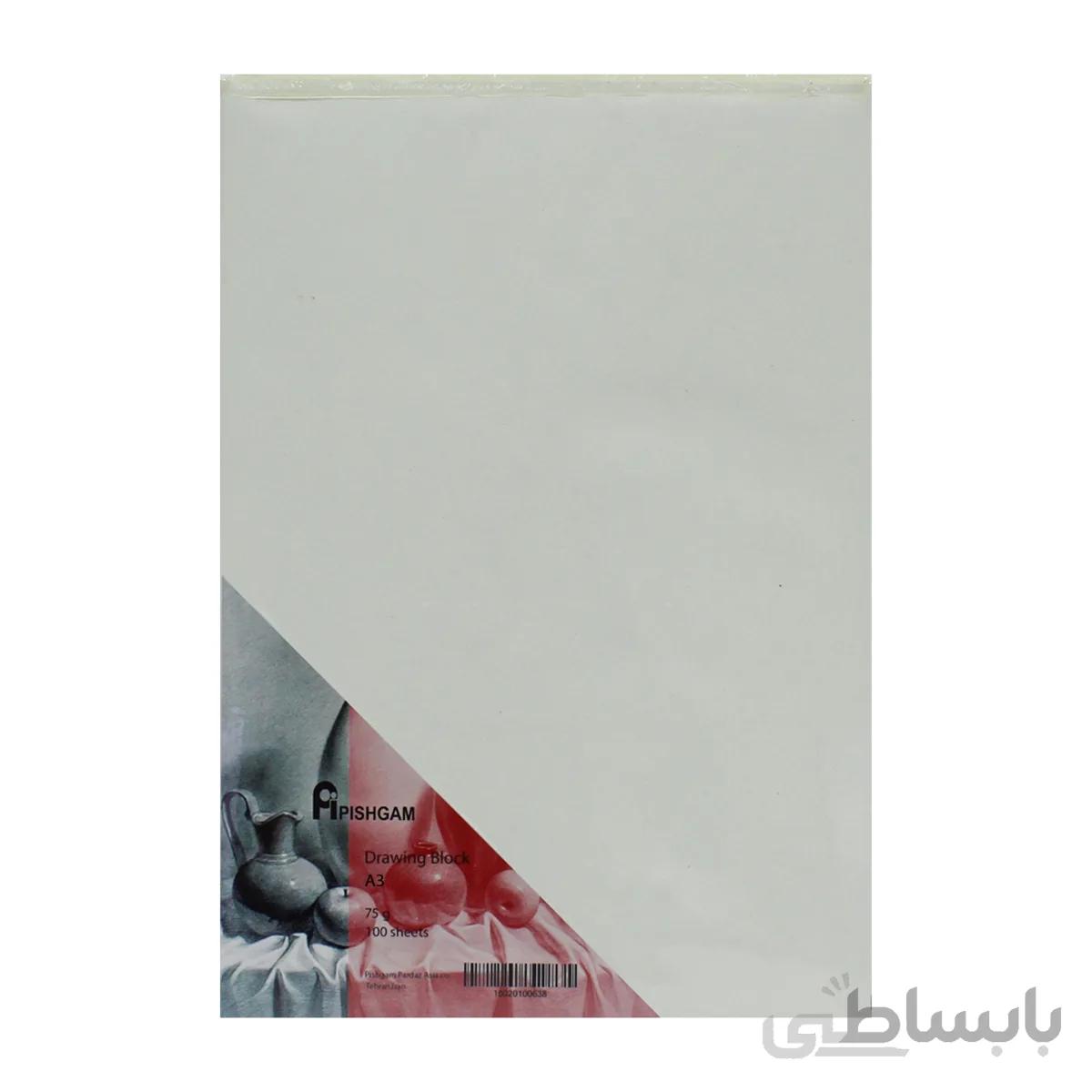 بلوک کاغذ طراحی 75g پیشگام A3 سفید 100برگی
