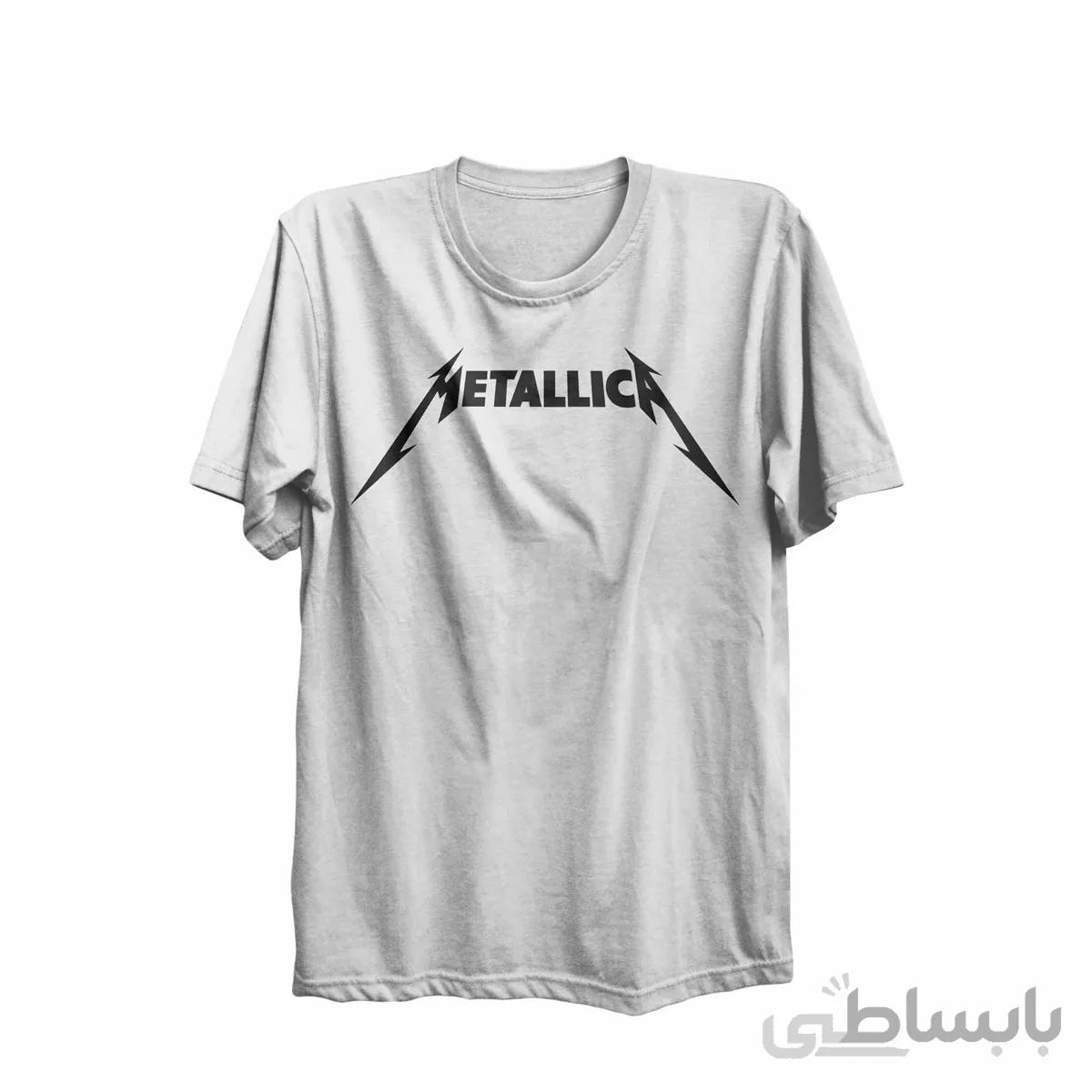 تیشرت یقه گرد سفید طرح گروه موسیقی متالیکا Metallica